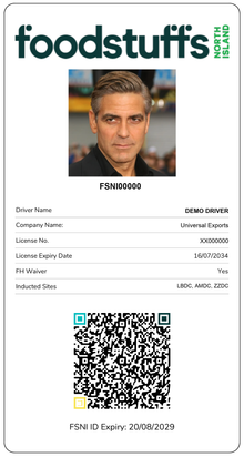 A Tickbox induction credential card carrying the worker's photo, company, licence number, inducted sites and a QR code