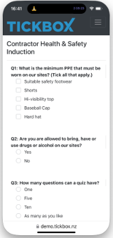 Multi-choice induction questions on a phone