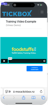 An induction training video playing on a phone