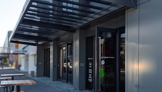 The entrance to Basestation on Durham Street, Tauranga, where Tickbox is built